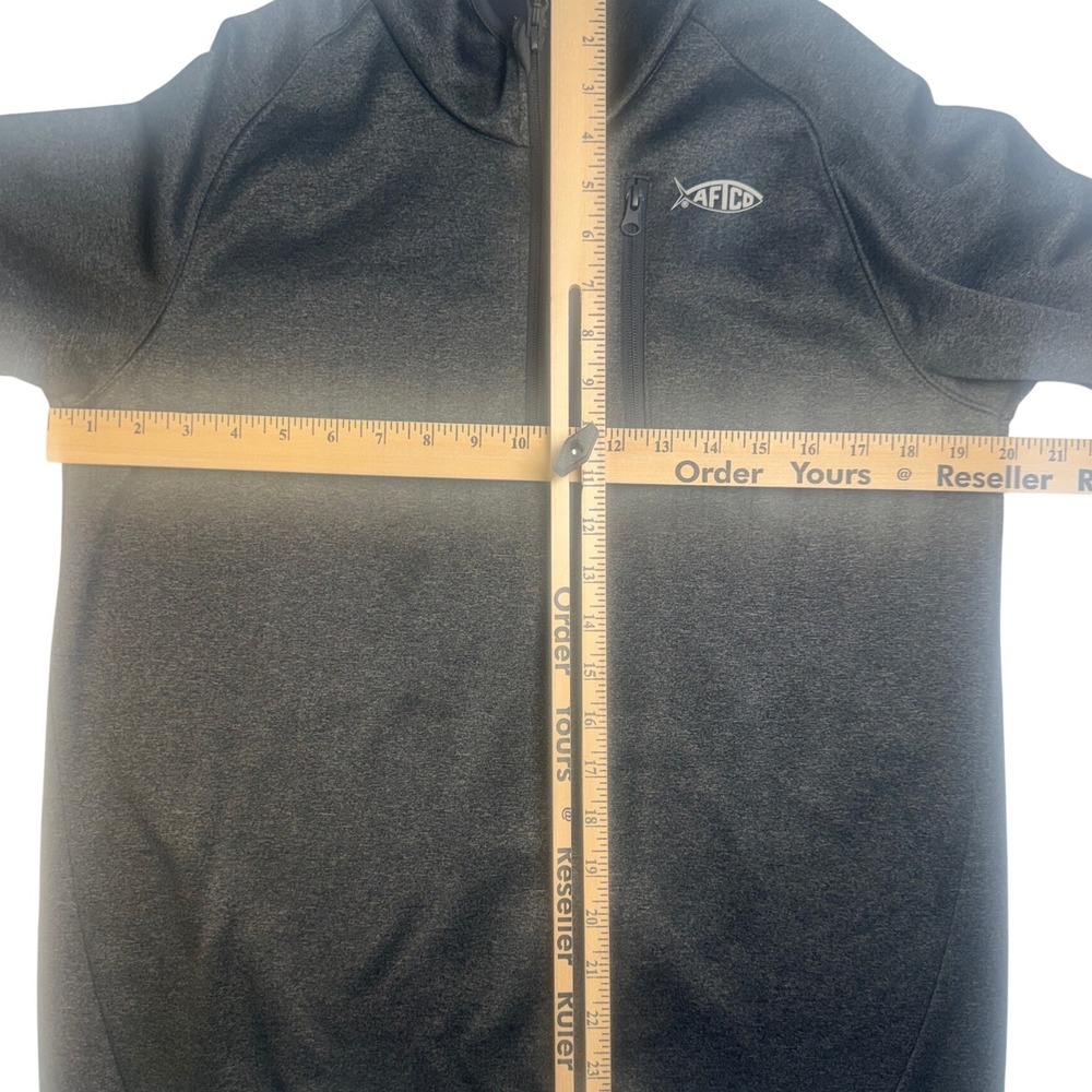 AFTCO AFTECH Mens Small Charcoal Heather Grey 1/4 Zip Pullover Fishing Top - Picture 3 of 6